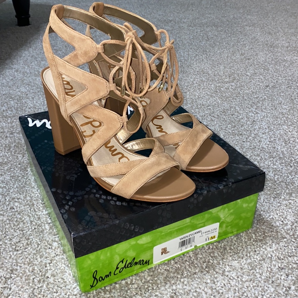 Sam Edelman Yardley Lace Up Sandals size 11 in Camel Suede